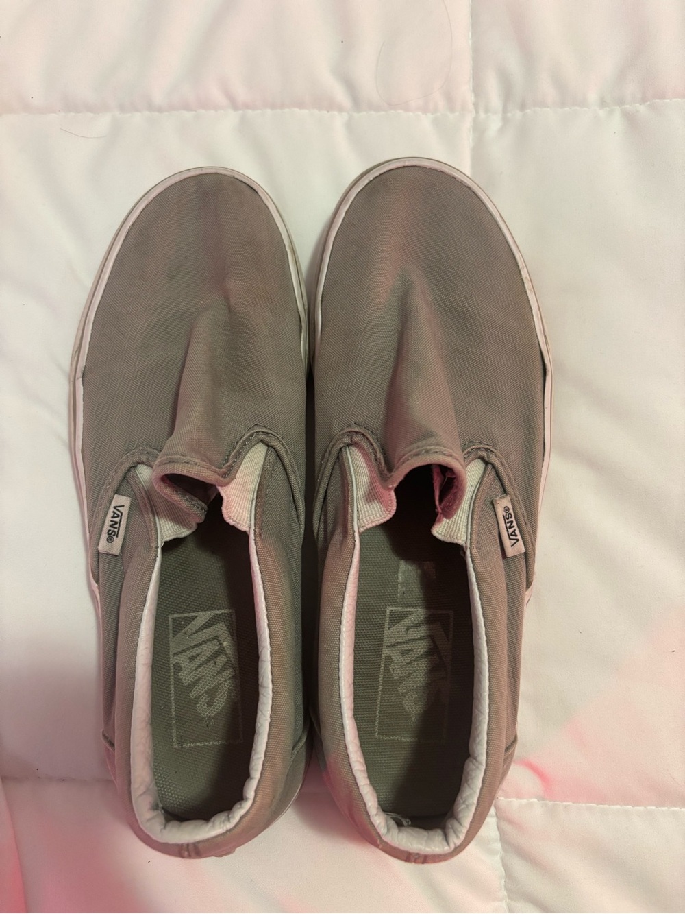Vans Kids Slip-On Canvas Sneakers in Taupe